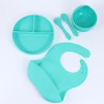 Non Toxic Silicone Baby Feeding Set silicone dummy holder Silicone Bib And Plate