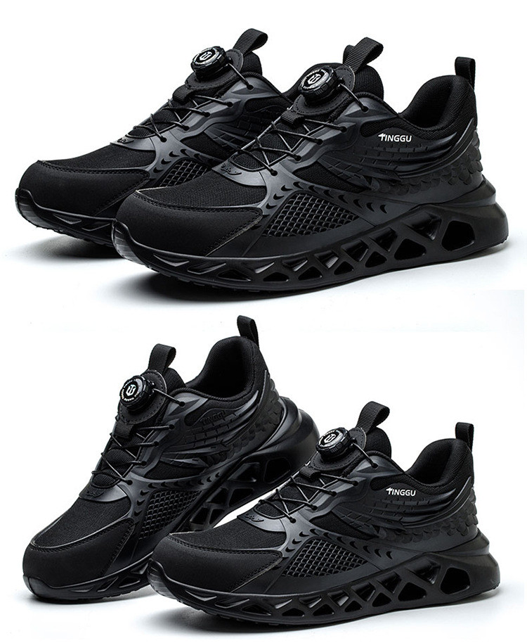 TPU Microfiber Flying Knit Industrial Safety Shoes With EVA Sole Kevlar Mid Sole Steel Toe Anti-stab And Anti-smash