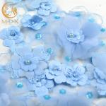 Custom Dress 3D Flower Lace Fabric Material Nylon With Beaded Embroidery