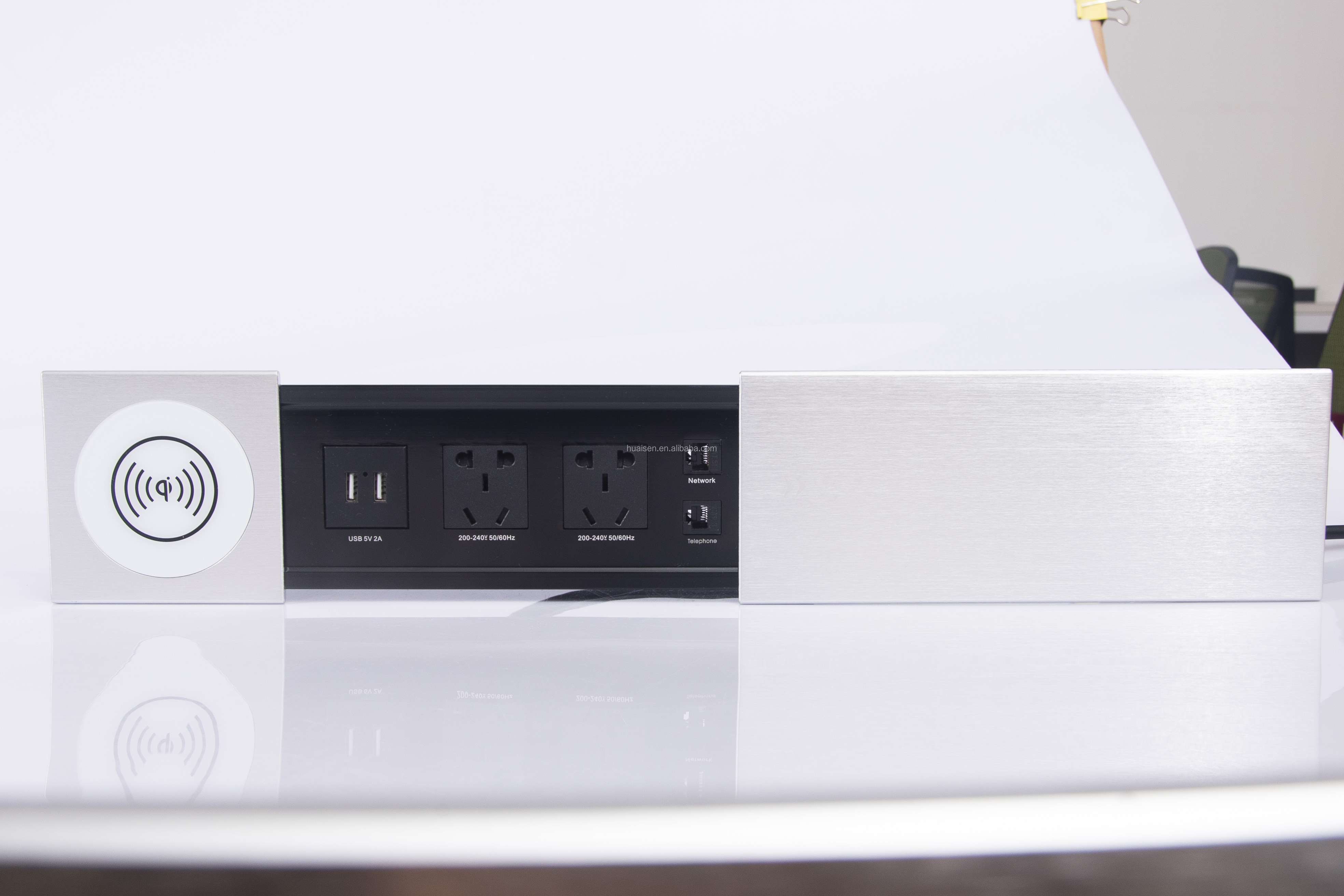100-240V Power Conference Table Top Desktop Electrical Outlet RJ45 Cat6 Port