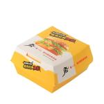 Recyclable white cardboard burger box custom printed logo, disposable fast food