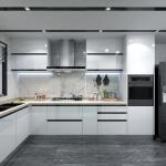 Modern Design Glossy Melamine Board Kitchen Furniture with Customized Veneer