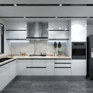 Quality Veneer Finished Door Single Kitchen Cabinet with High Gloss Acrylic Dish Dryer Design wholesale