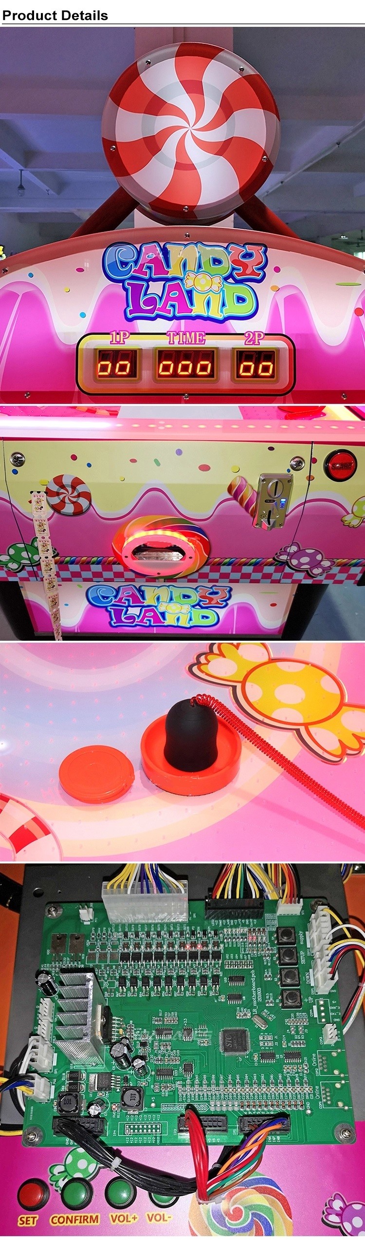 Candy Land Children'S Air Hockey Table With Lights Heavy Weight Durable