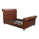 Real Cowhide Tufted Headboard Genuine Leather Bed 165cm Length