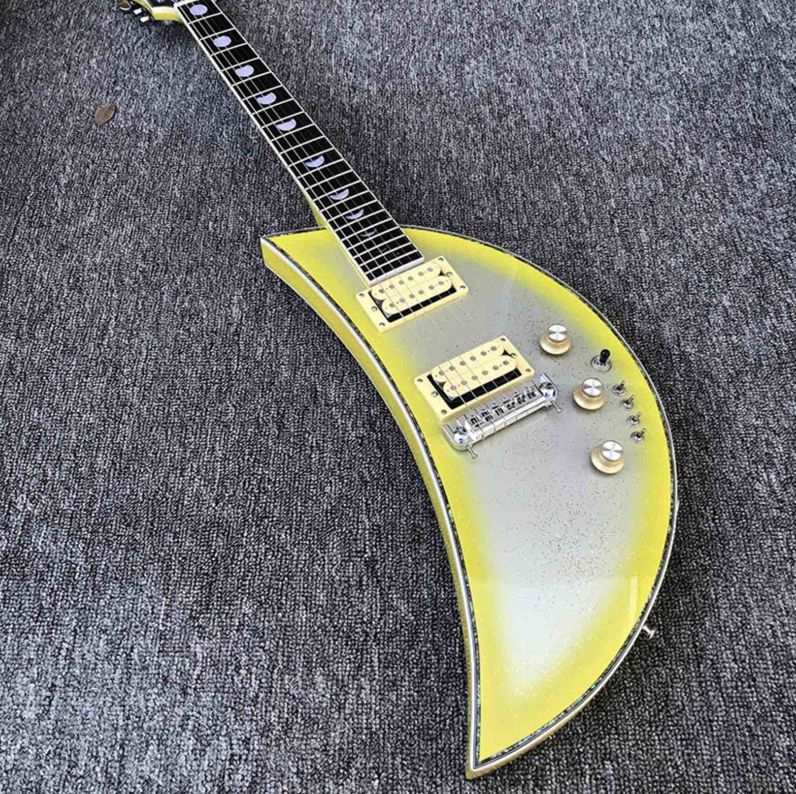 Outlet 6 string electric guitar moon guitar in silver paint rosewood fingerboard kinds color is available free shipping