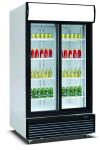 810L upright double sliding door no frost fan cooling display beverage cooler