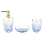 Cone Shape Vertical Stripe Glass Bath Accessory Set Ombre Blue Color