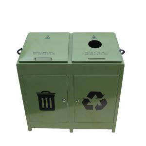Quality 2020 New style waste cans price bear proof dust bins two compartments with locks steel metal garbage bins wholesale