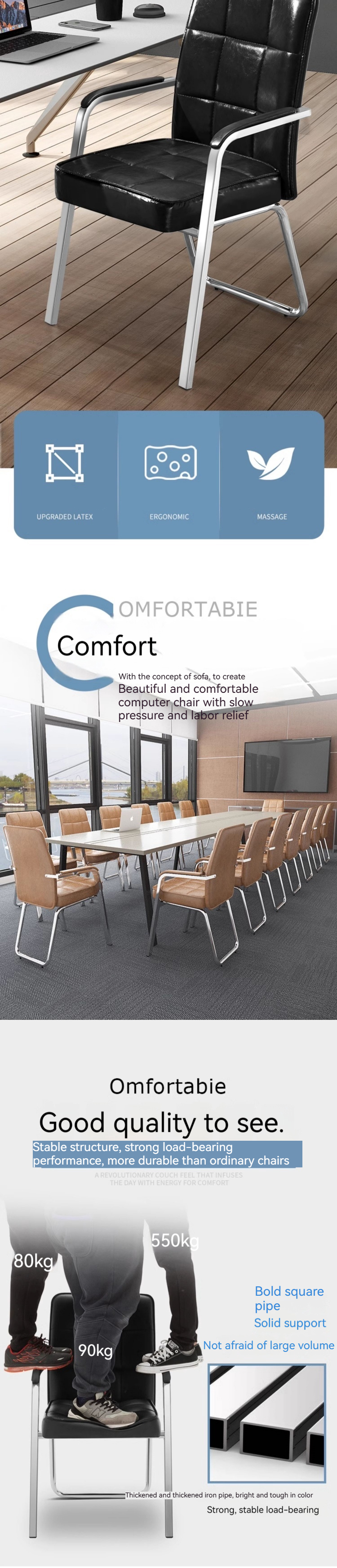 Synthetic Leather Oversized Tall Visitor Chair for Office Reception and Conference Table