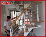 Steel Cable Stair VK96SC WoodenHandrail Treed Beech Carbon Powder-coate