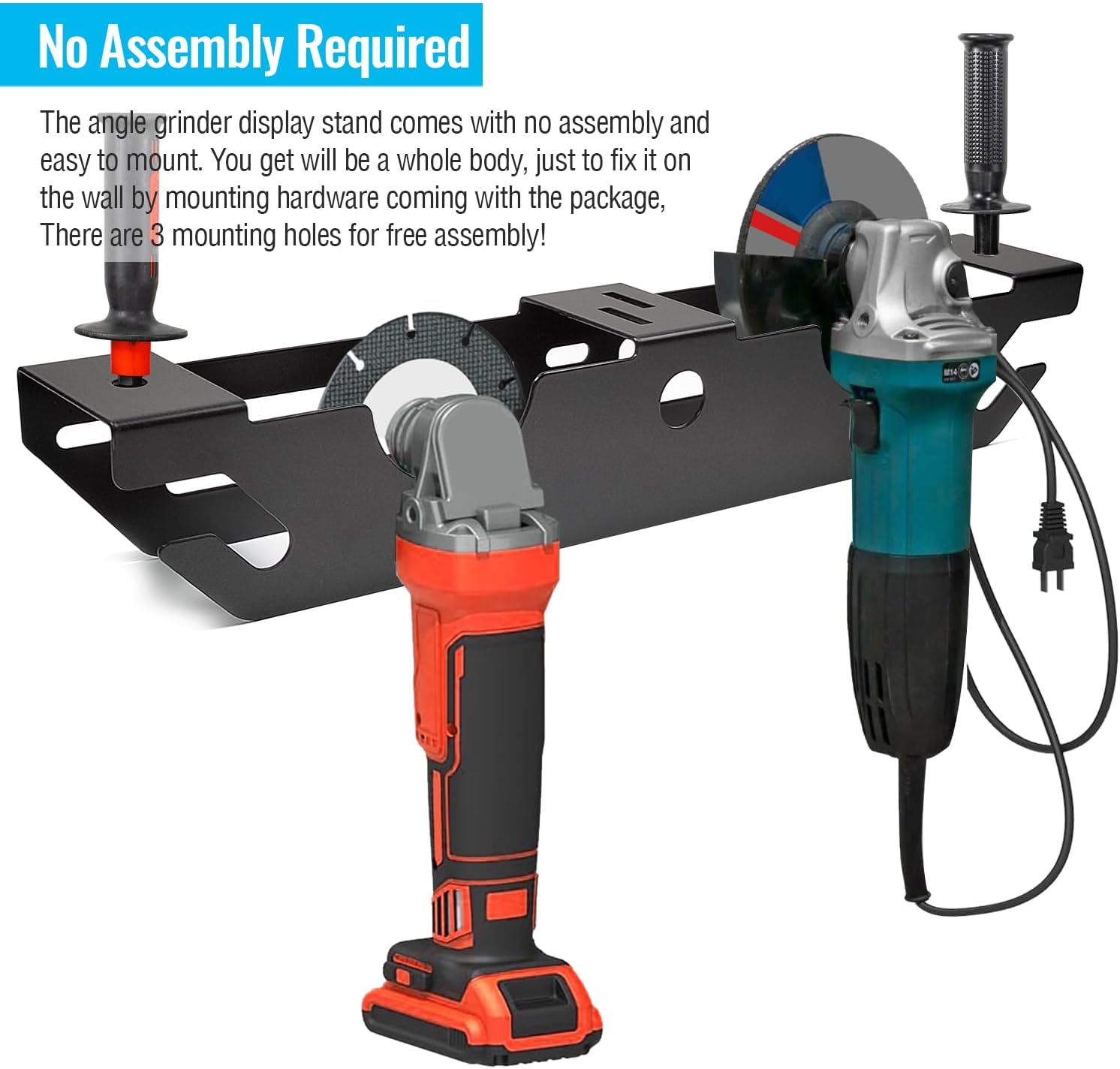 Multi-Purpose Wall Mount Grinder Stand with Cord Hanger and Tool Stand Storage Rack Holder