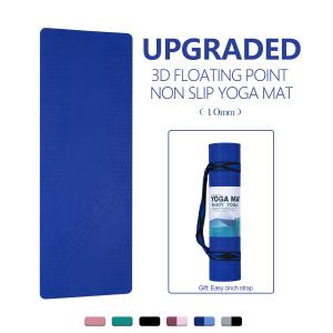 Quality Upgraded Non Slip Yoga And Exercise Mat , Extra Thick 10mm TPE , Blue wholesale
