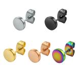Hot Selling Classic Black Round cakes Stainless Steel Stud Earrings More size