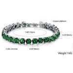 Princess Green Cubic Zironia Tennis Bracelet Charm Women Wedding Jewelry
