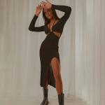 Hanging Neck Summer Casual Long Sleeve Maxi Party Dress
