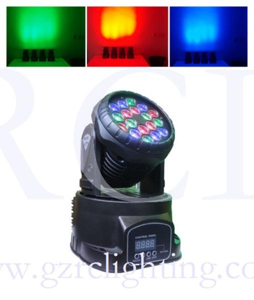 DMX512 stage light LED 18pcs * 3W RGB Mini Moving Head Wash Lights for KTV Disco
