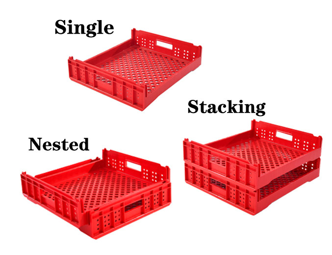 Professional Bread Crate For Bakery & Supermarket Use – Food Safe, Nestable, Washable, Red Plastic Box