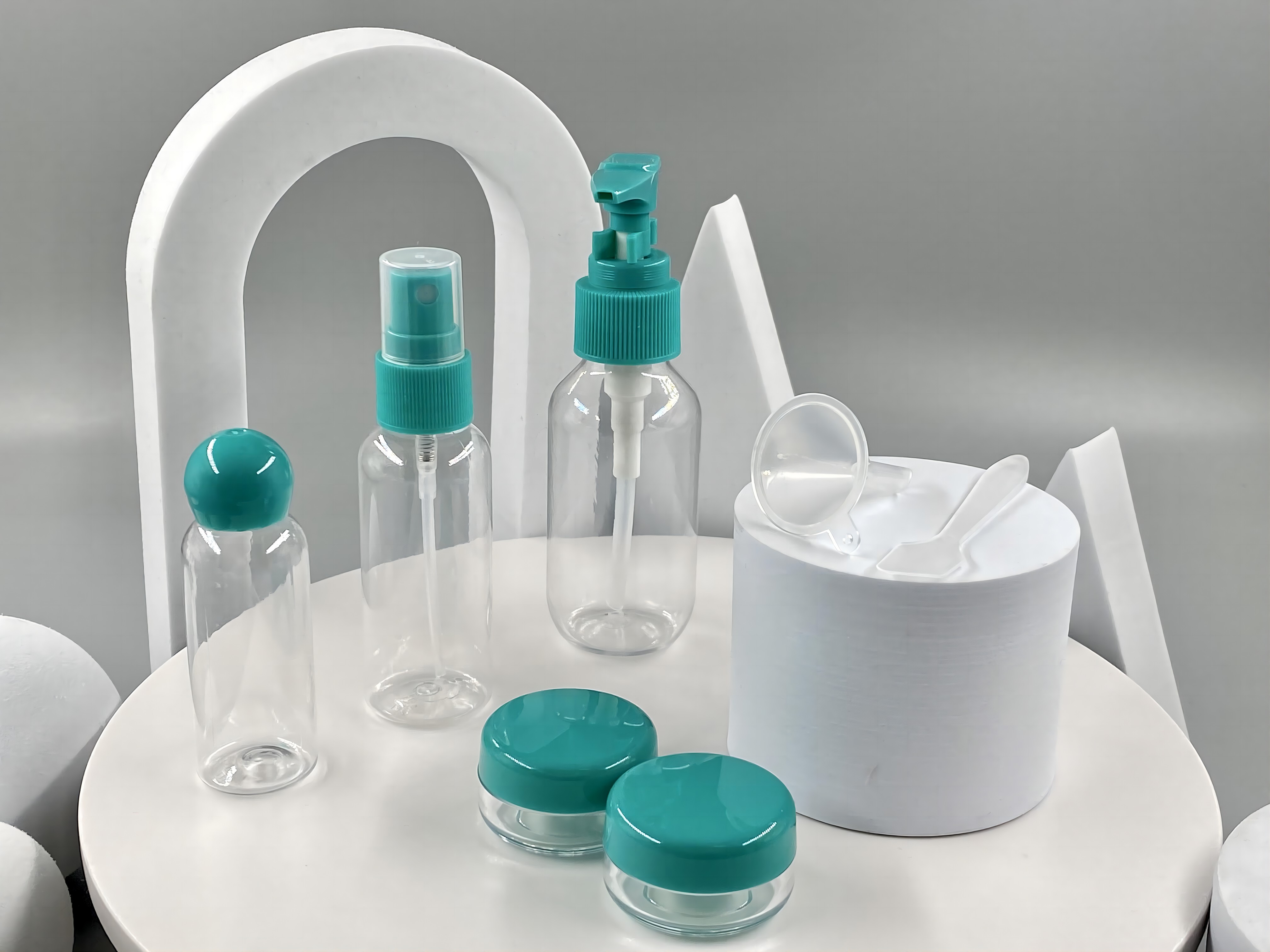 30ml 50ml 80ml PET Plastic Bottle with Pump Sprayer or Screw Cap and 10ml Cream Jar