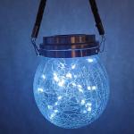 Crackle LED Solar Lights Patio Glass Hanging Lights Wishing Christmas Mason Jar
