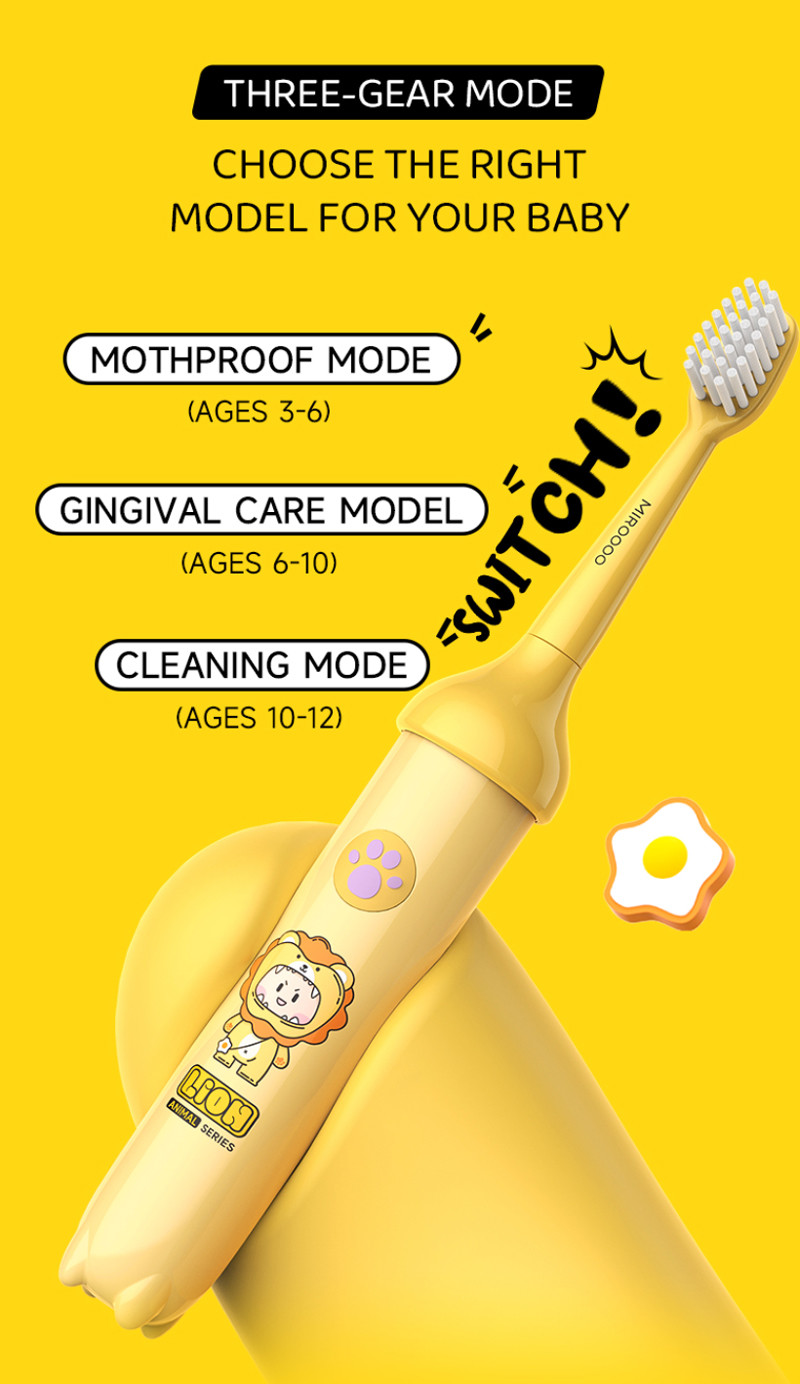 GX02 Sonic Waterproof Electric Toothbrush ,2 Min Smart Timer Children Electric Toothbrush