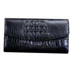 Exotic Real Crocodile Skin Women Large Trifold Wallet Genuine Alligator Leather