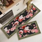 Plant Flower Printing Kitchen Floor Mats Non Slip 40*60mm Rectangle
