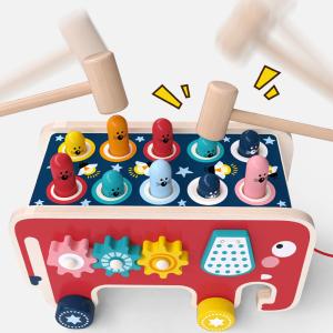 Quality 2 Mallets Wooden Hammer Toys Burr Free For Toddler Boys Girls wholesale