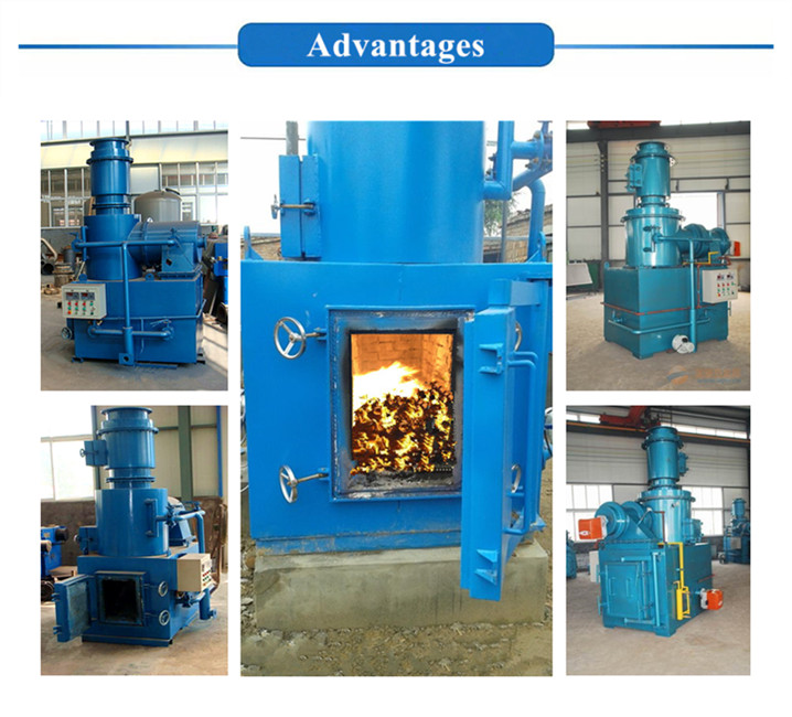 Smokeless Hospital Mini Incinerator Pyrolysis Cremation Machine 750L/H Waste Incinerator