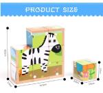 3D Wooden Building Blocks Educational Six Sided Cubes For Children
