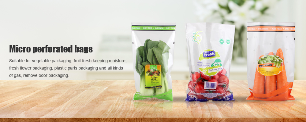 OPP Laminated Poly Bag Micro Perforated Anti Fogging Plastic Bags Custom Printed