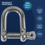 European Type Stainless Steel 304/316 Screw Pin D Shackle for Heavy Duty