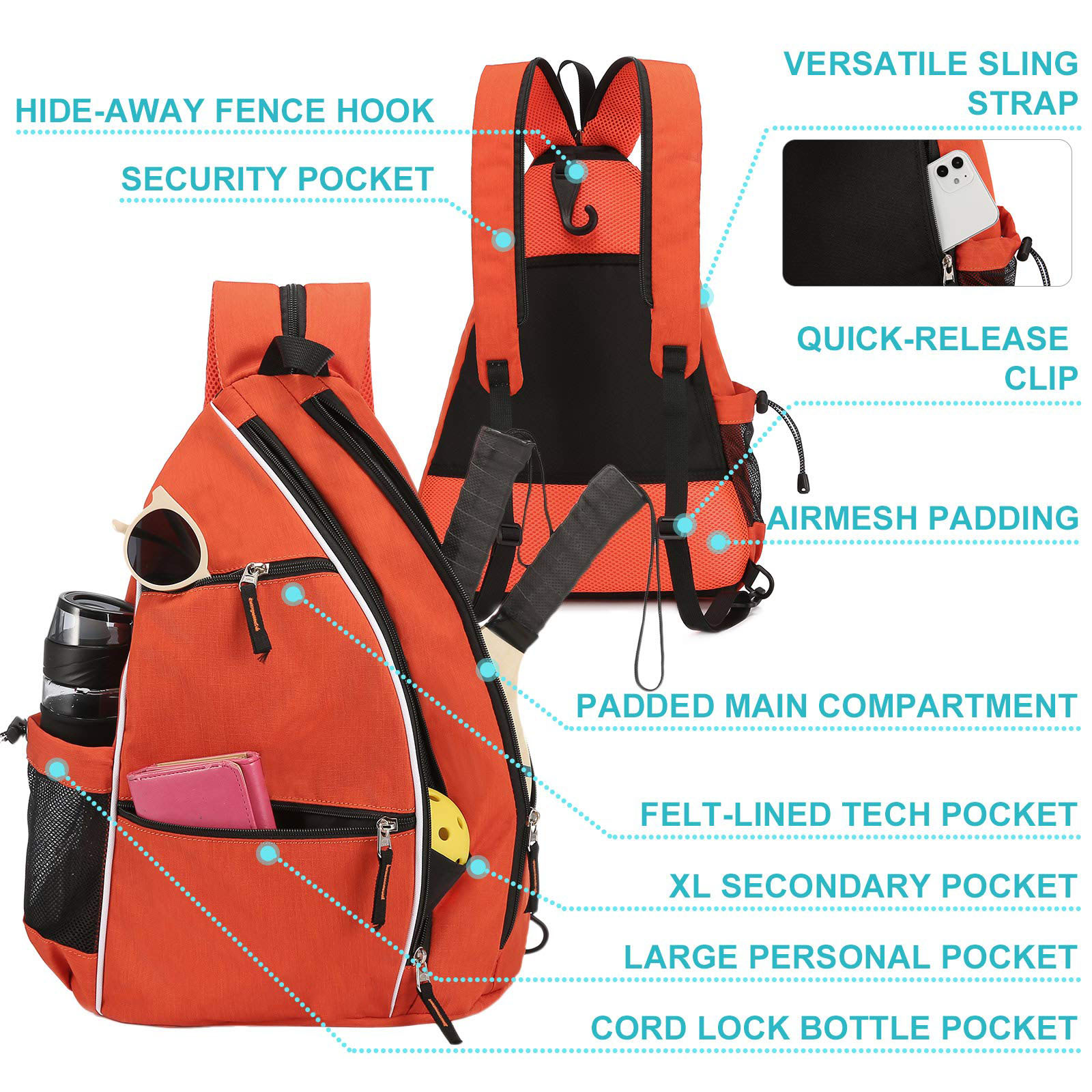 Tommy Bahama Women'S Pickleball Backpack Bag Orange