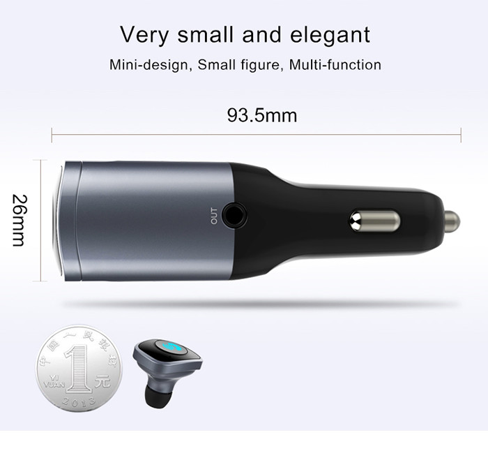 Two Way Plug Bluetooth USB Car Charger Handsfree Car Kit Bluetooth Headset