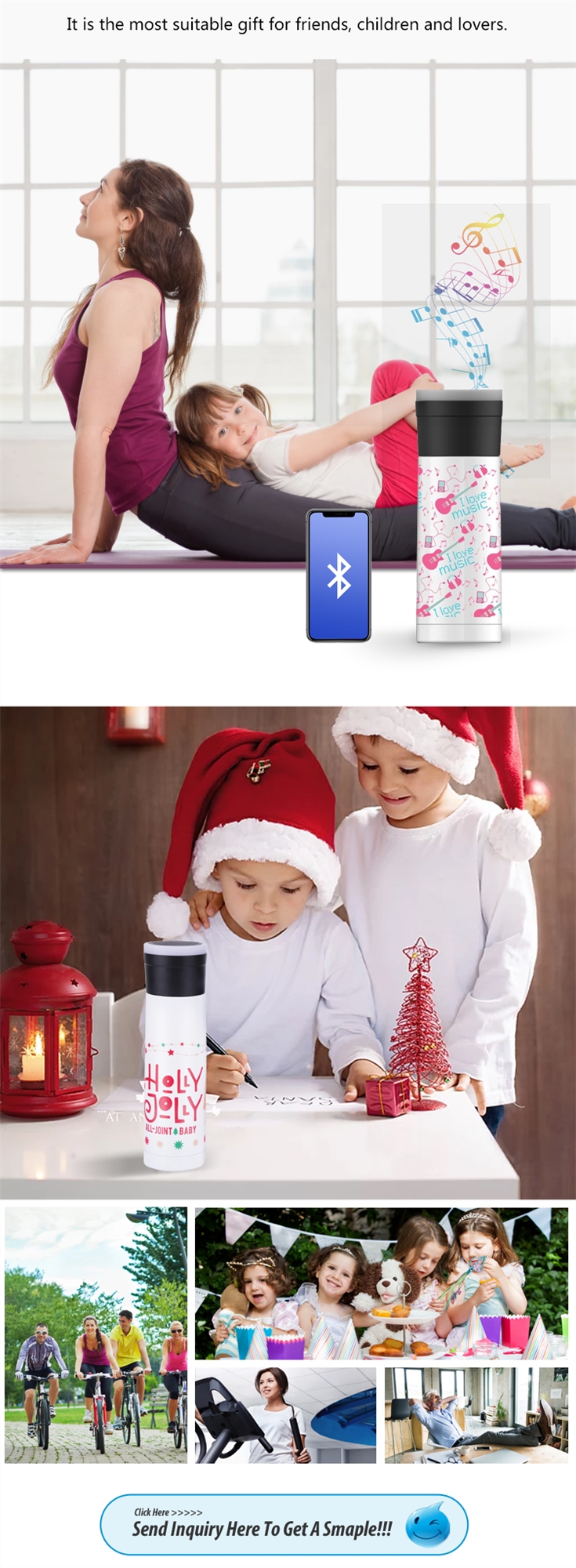 350ml/500ml Speaker Tumbler Blanks Stainless Steel Bottle Gifts Vacuum Water Bottles