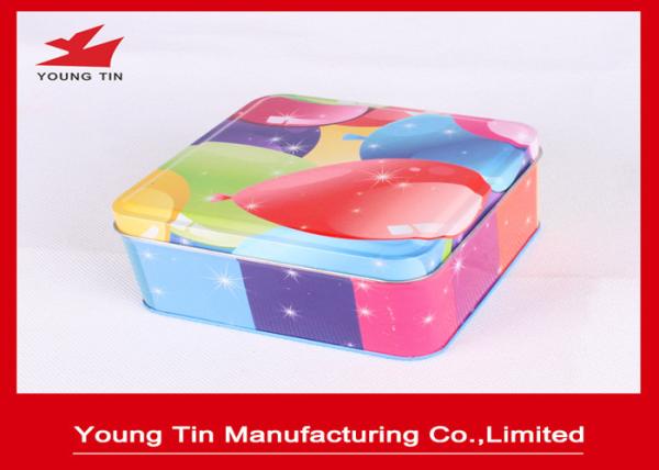 Colorful Gift Packaging Square Tin Containers With Lids Eco - Friendly