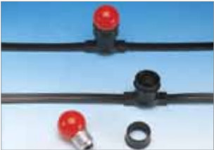 Belt light, 2x1.5mm rubber cable, party light, festoon lighting, B22/E27 socket, DIY socket, IP44, CE