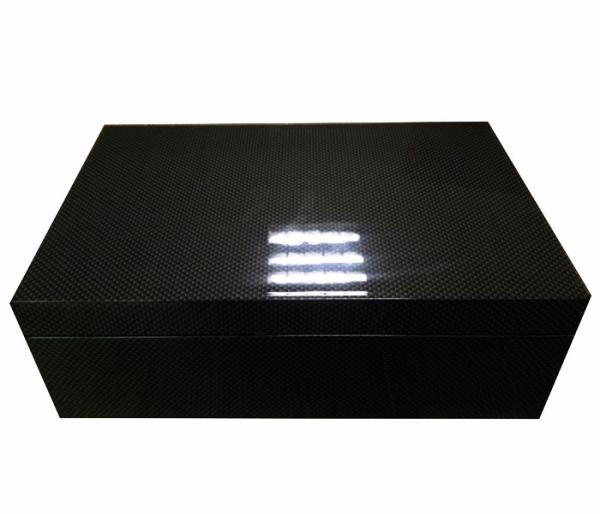Carbon Fiber Wooden Gift Box, High Gloss Lacquered Finish, Cream Velvet Lining,