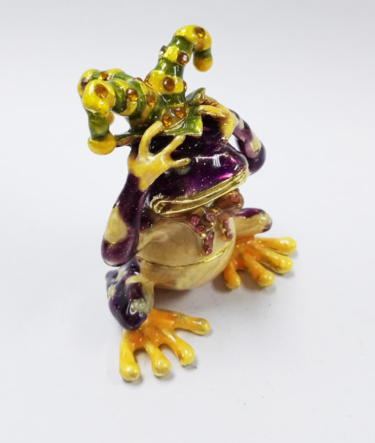 Chimbing frog hinged trinket box metal trinket box treasure box metal jewelry box