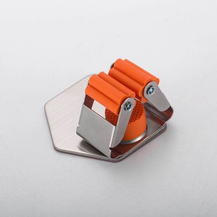 304 stainless steel Wall Mounted Organizer Reusable Tool Gripper Mop Broom Holder hook