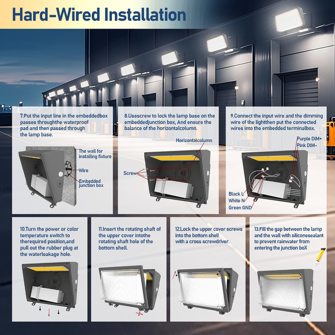 Customized Industrial Outdoor Wall Light Waterproof IP65 DLC Certified