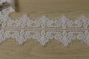 Quality 100%Polyester water soluble Double edges scallop crown pattern Embroidery Lace wholesale