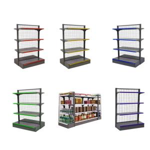 Quality Metallic Grid Display Racks Supermarket Cold Rolled Steel Shelves wholesale