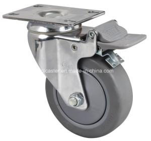 Quality Edl Chrome 3&quot; 110kg Plate Brake TPE Caster 5723-57 with Diameter 75mm Customization wholesale