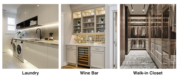 Modern Italian Kitchen Cabinet with Flat Edge Stone Countertop and Custom Veneer Color