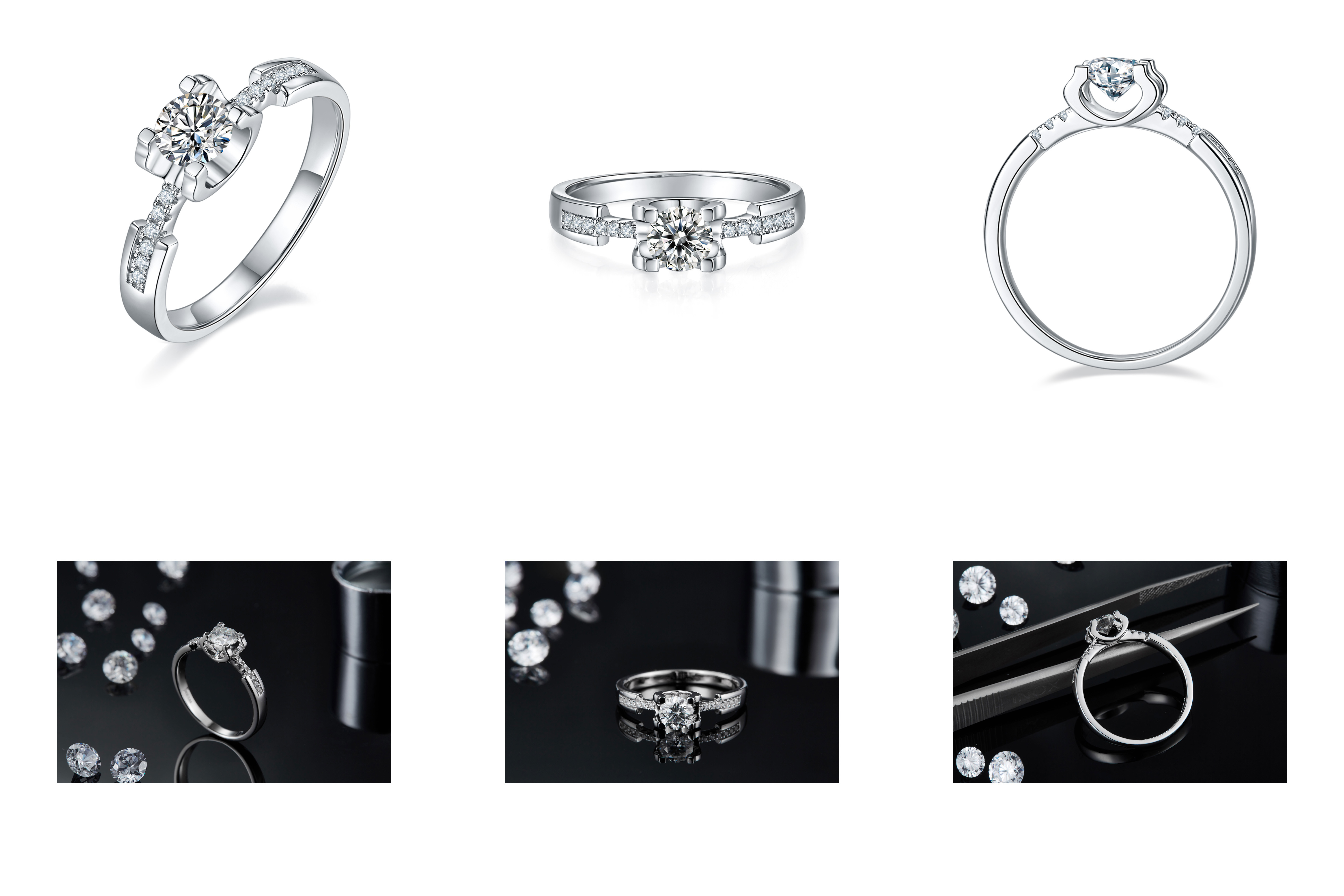 White Moissanite Diamond Minimalist Custom Sytle Wedding Ring For Women