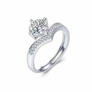 Quality 0.5 1 Carat 6 Prong Moissanite Engagement Ring D VSS1 925 Sterling Silver Custom wholesale