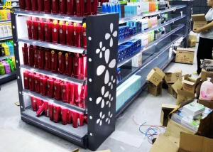 Quality Gray Grocery Display Racks , Laser Engraving Light Box Personal Care Products Glass Display Shelf wholesale