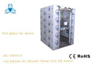 Quality Automatic blowing Full Glass Doors SS304 Stainless Steel Air Shower for 3-4persons wholesale
