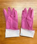 Pink Color M 35g Rubber Dishwashing Gloves Spray Flocklined